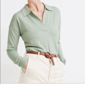 Madewell 100% Merino Wool  Polo Sweater Mint Green Size XL